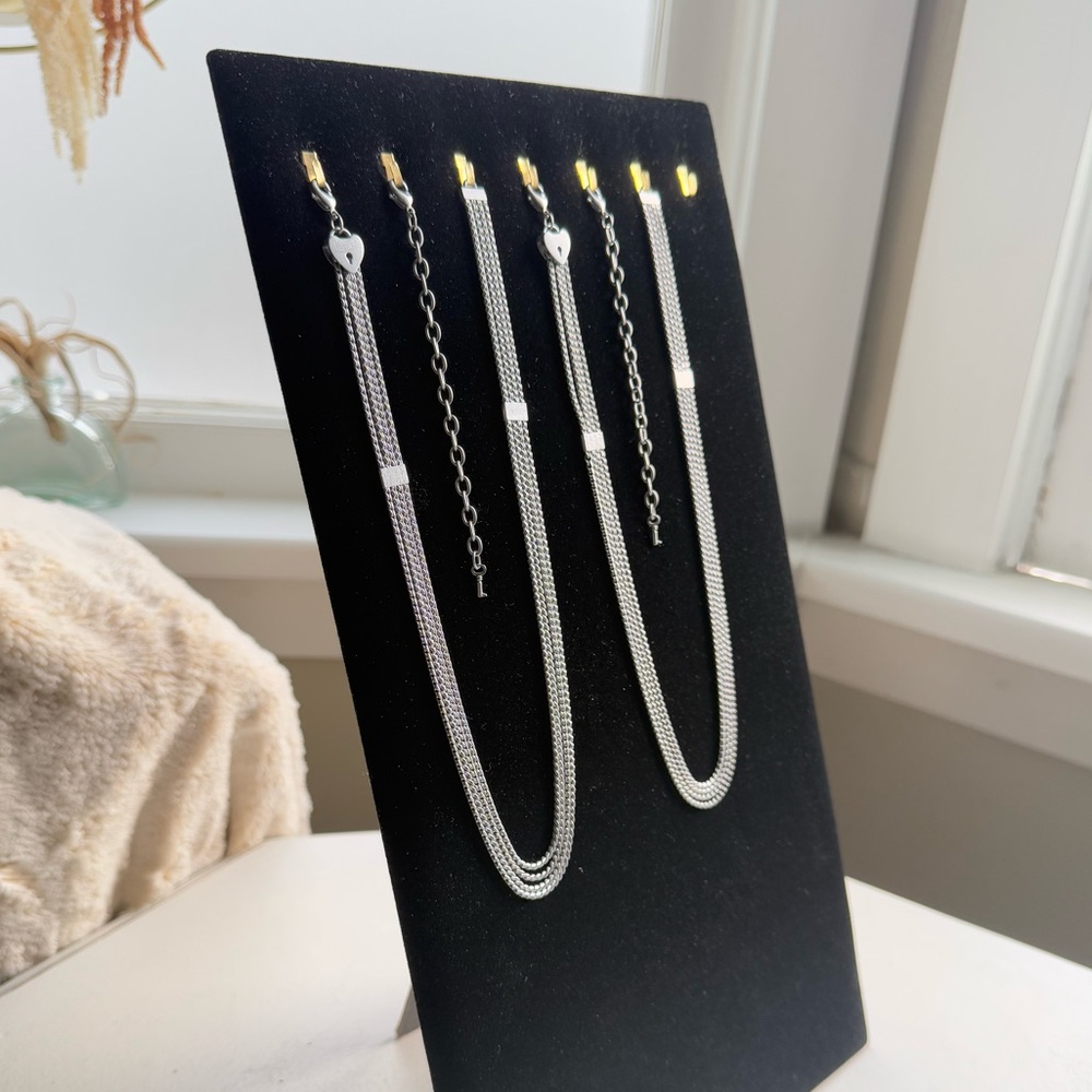 KEEP Collective pair of silver multi-chain necklaces